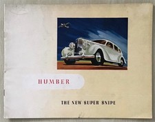 Humber Super Snipe Car Range Sales Brochure C1938-39