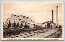 Clewiston Florida~US Sugar Corp House~Railroad~Smokestack~1940s B&W Postcard