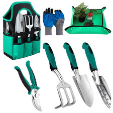 7PCS Garden Hand Tools Set Stainless Steel Gardening Kit with Carry Tote Bag