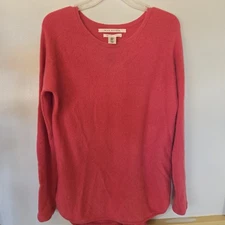 Max Studio 100% 2-Ply Cashmere Light Weight hi-lo Pink Sweater Womens M Pullover