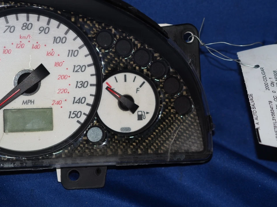 Velocímetro Mercury Cougar 1999 2000 calibre tablero con fibra de carbono 95 k millas Foto 3 de 4