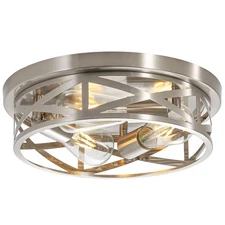 13 inch Brushed Nickel Flush Mount Ceiling Light Fixtures,3-Light Modern Hall...