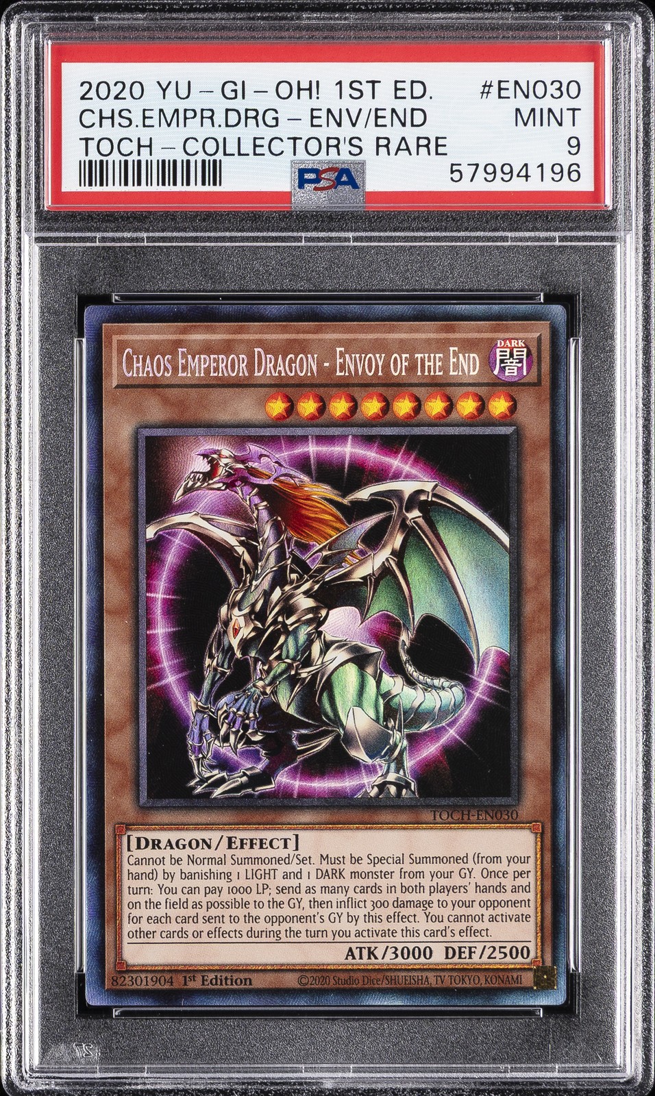 2020 YU-GI-OH! TOON CHAOS #EN030 CHAOS EMPEROR DRAGON - ENVOY OF THE END PSA 9