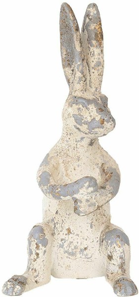 Clayre & Eef 6Y5661 Deko Kaninchen Beige Grau 8X9X17 Cm Magnesiumoxid-image