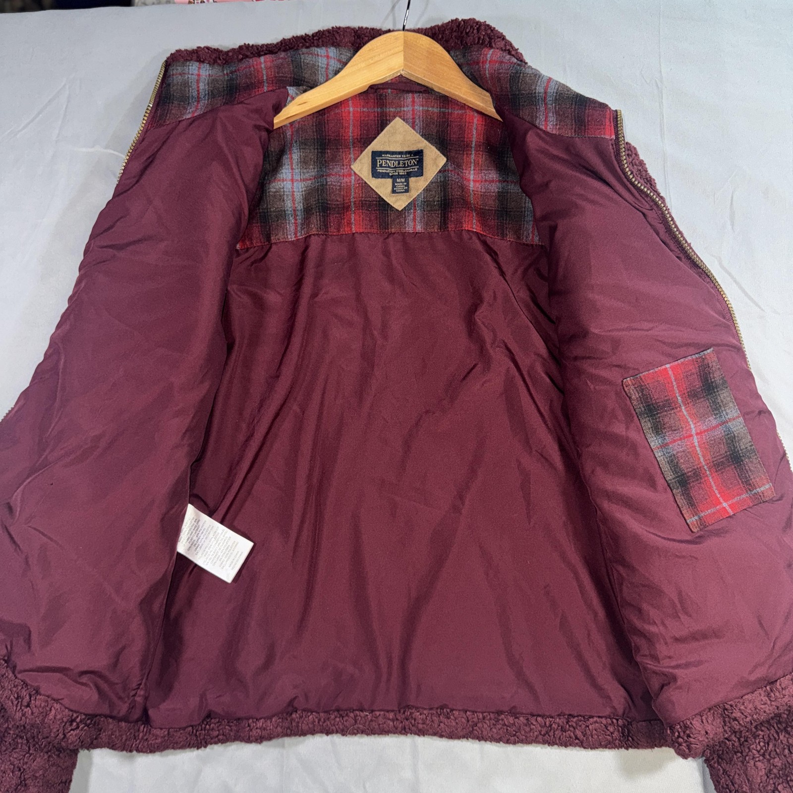 Pendleton Jacket Mens Medium Burgundy Sherpa Flee… - image 5