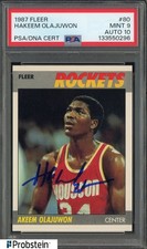 1987 Fleer #80 Hakeem Olajuwon Rockets HOF PSA 9 PSA/DNA 10 AUTO