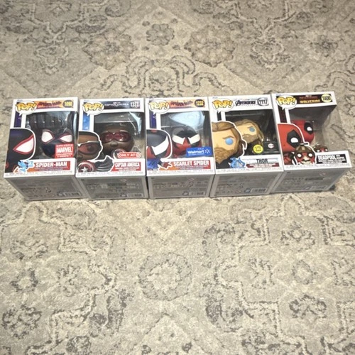 Funko Pop! Vinyl Marvel Exclusive Figures Lot Spider-Man, Thor, Deadpool