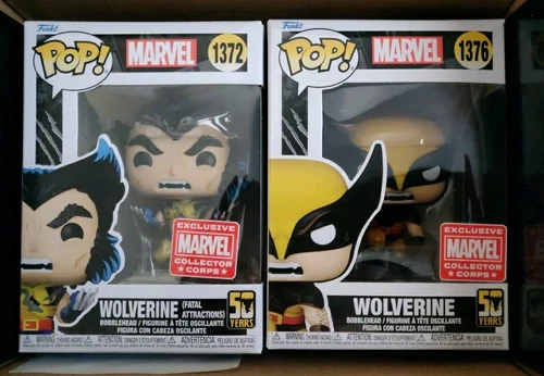Funko Pop Marvel Collector Corps Exclusive WOLVERINE 1376 Brown Suit & 1372 Lot.