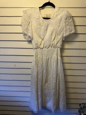Vtg Jessica McClintock Gunne Sax White Lace Midi Dress Romantic Wedding 3/4