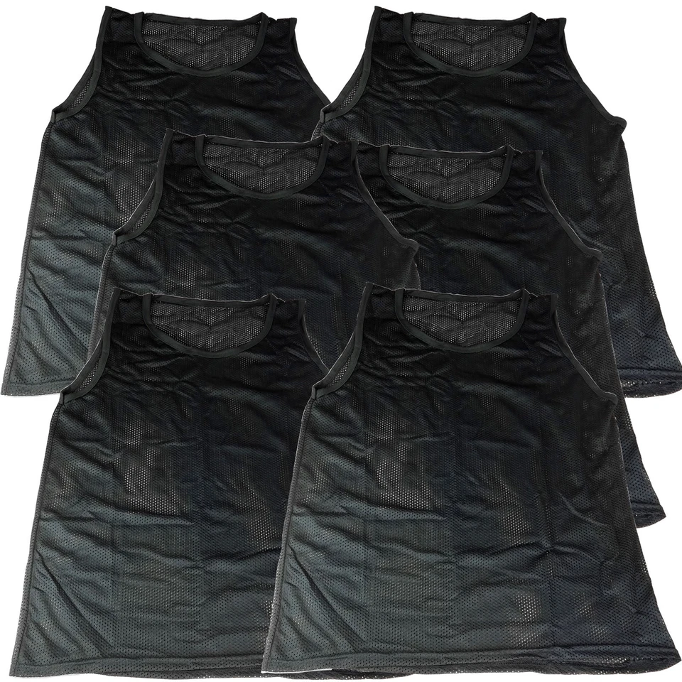 Paquete de 6 chalecos negros Scrimmage para niñas jóvenes Pinnies equipo deportes fútbol softbol Foto 2 de 3