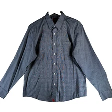 Untuckit Men's Size L Solid Blue Cotton Long Sleeve Casual Shirt