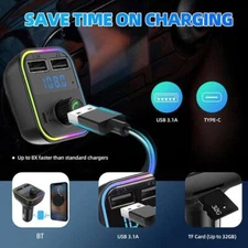 Car Wireless Bluetooth FM Transmitter MP3,USB,TYPE Adapter Charger C,PD Z1 D3P7