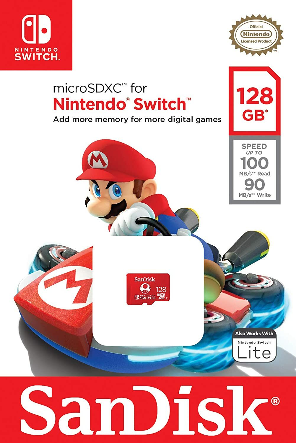 Carte mémoire MarioKart 128 Go micro SDXC SanDisk haute vitesse UHS-I