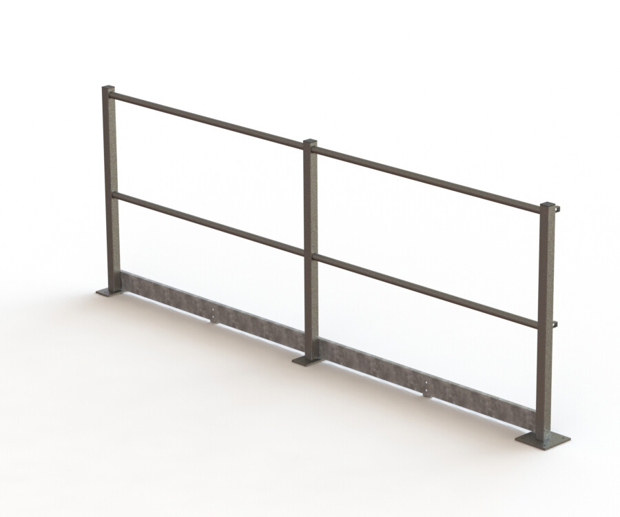 Retrofitted Kick Rails Mezzanine Floor Handrail - NEW - Posts, kick boards and crossbars 3m ...