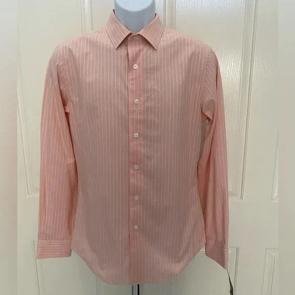 Новый с Ярлыками-Apt. 9 Slim Fit каньон закат в полоску рубашка Sz S - Изображение 2 из 3