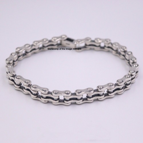 Pure 925 Sterling Silver Men Bracelet 8mm Curb Link Chain Strong Clasp 8.26inch - Picture 2 of 8