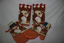 4pc Kitchen Set, 2 oven mit & 2 towel, Skinny Chef, Home Collection, new 