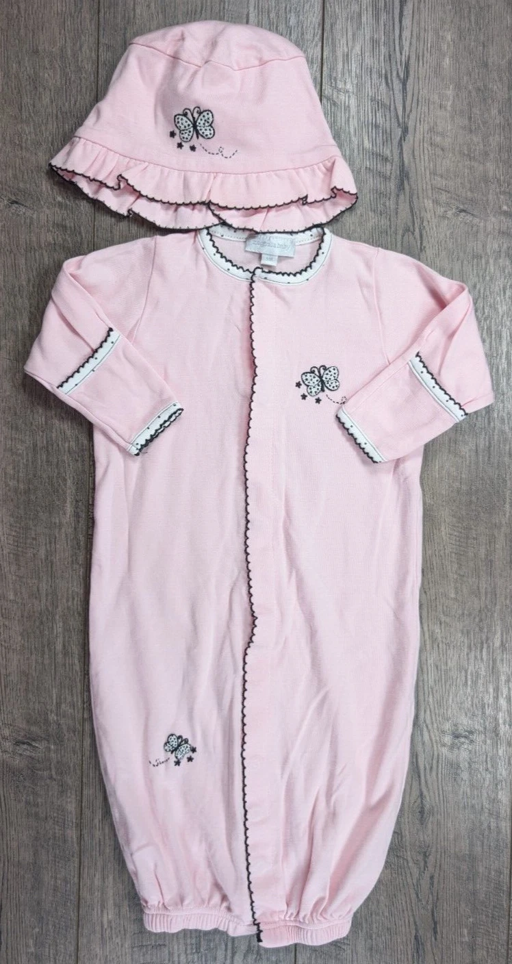 Baby Girl Clothes Magolia Baby Small 2pc Pink Black Butterfly Outfit/Gown & Hat