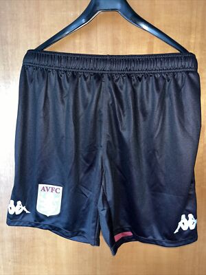 Aston Villa Kappa 2020/21 Away Stadium Black Soccer Shorts Mens sz Large  NWT