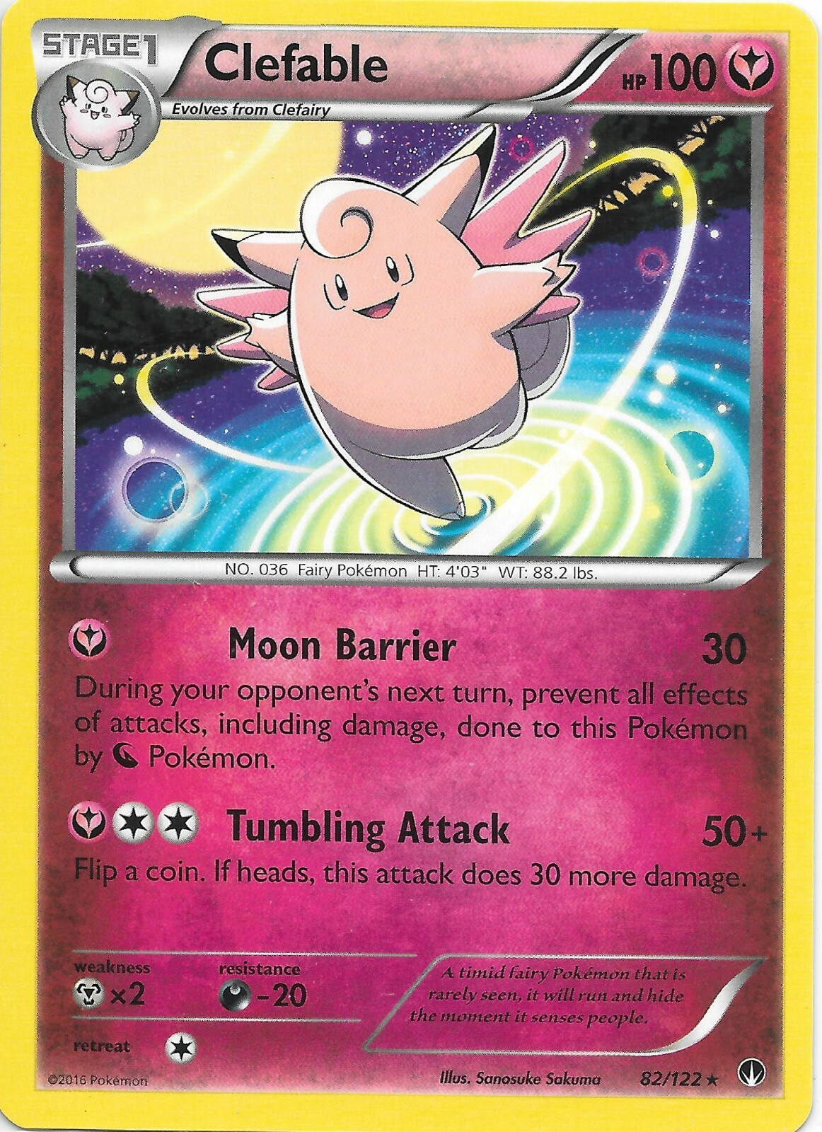 CLEFABLE 82/122 XY Breakpoint RARE Pokemon Card  NM