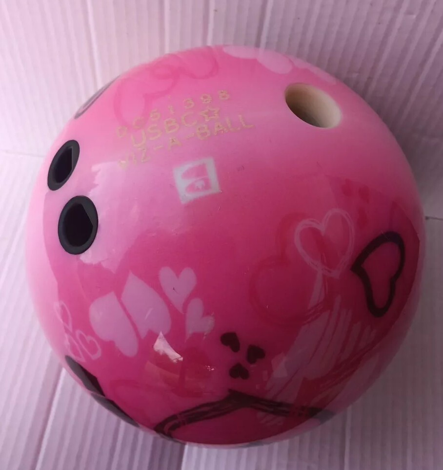Brunswick USBC DC51398 Hearts Glow Pink Viz a Ball Bowling Ball Drilled 14lbs eBay