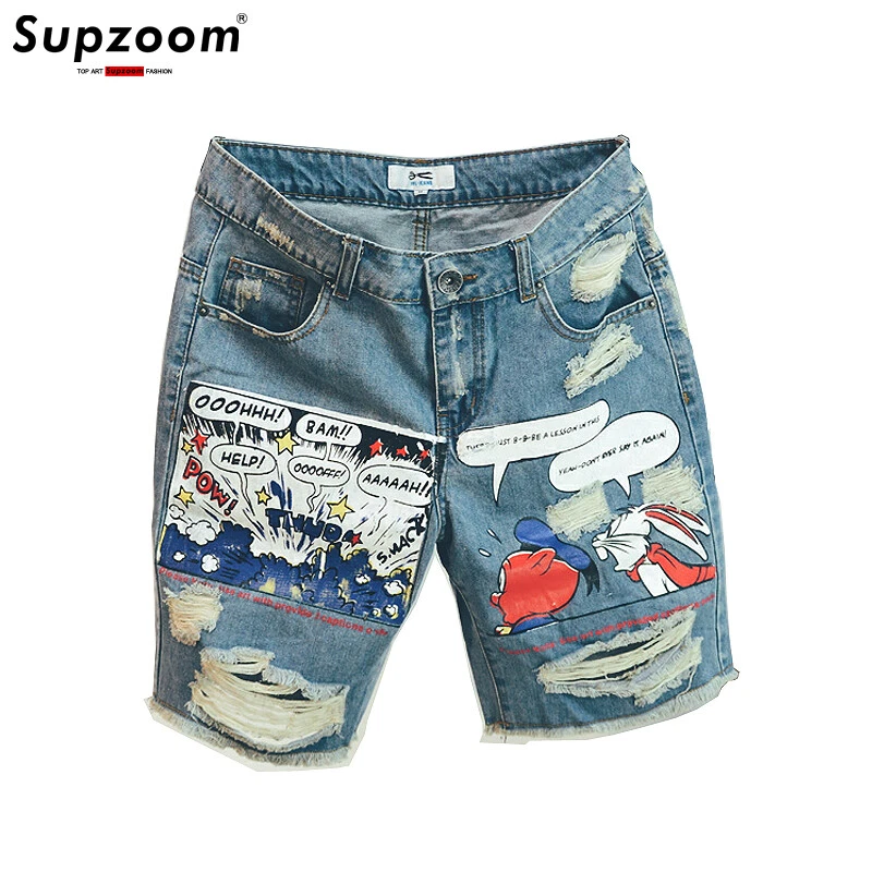 Pantalones Vaqueros Con Estampado Con Dibujos Animados Para Hombre Shorts  Cortos