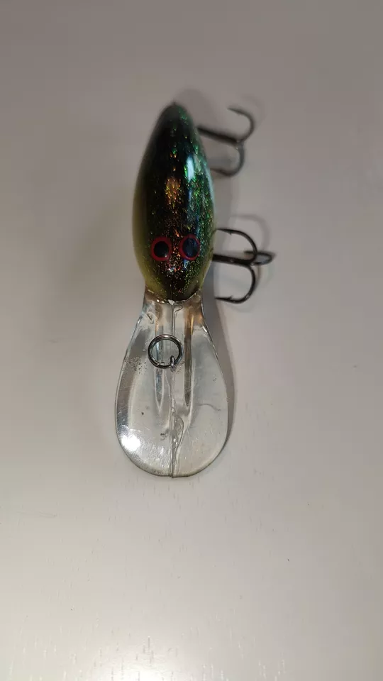 Vintage Bill Norman Lures Sparkle Baby Bass Lure Crankbait Green Silver 2.75" - Image 3 of 4