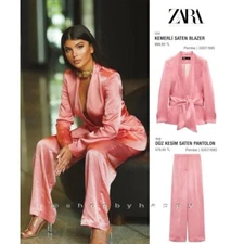 ZARA PINK SATIN EFFECT STRAIGHT LEG PANTS | 3397/685