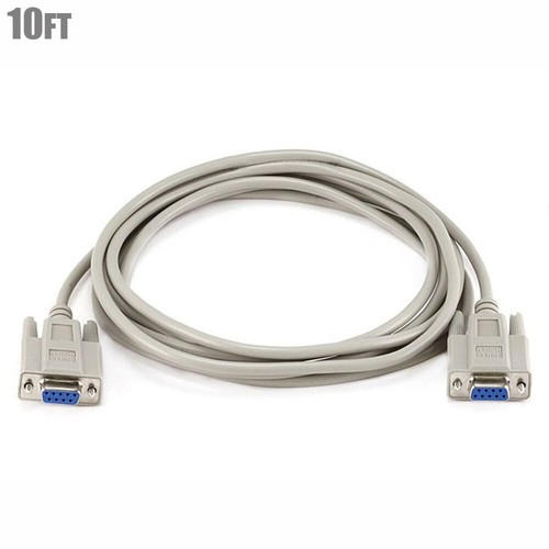 10FT Null Modem Cable Serial RS 232 DB9 DB 9 Female to Female F/F PC ...