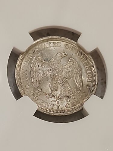 1875 S Silver Seated Twenty Cent Piece AU details - Picture 3 of 3