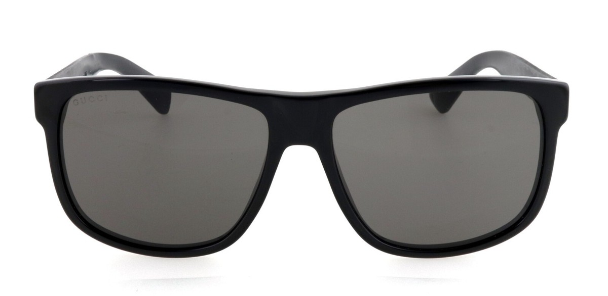 GUCCI GG0010S 001 58mm Black Web Rubber Rectangular  display picture 3