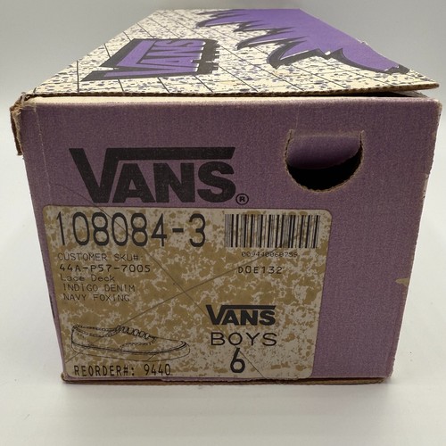 Vintage 1990 Vans INDIGO DENIM NAVY FOXIN Deck Shoes Mens 6 Made USA IN BOX RARE - Picture 15 of 15