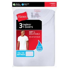 Hanes Big Men's 3 Pack Crew T-Shirts White Size 3XL NEW Tagless