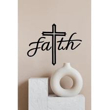 Faith Cross Wall Decal Christian Vinyl Sticker for Home, Church, or Office Décor
