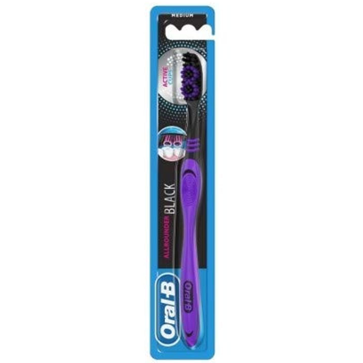 5x Oral B Allrounder Black Toothbrushs Medium Active Cups for sale 