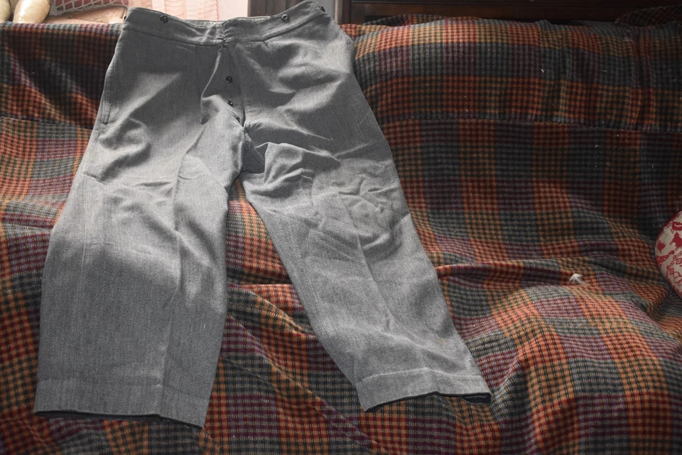 Vêtement ancien:Pantalon homme coton gris chevron - Photo 2/4