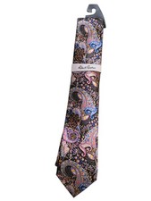 Robert Graham Mens Black Multicolor Paisley Floral Silk Necktie Tie NWT