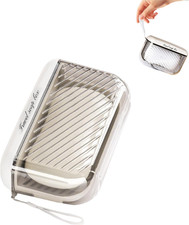 Travel Soap Case Bar Holder Soap Dish Shower Container Portable Beige