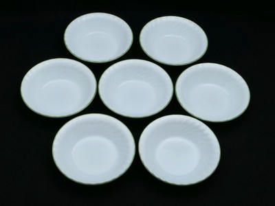 Corelle CHUTNEY Swirl Fruit Pattern 7'' Cereal/Soup Bowls - Green Rim - Set of 7