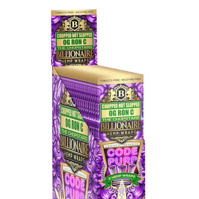 Billionaire Wraps - OG Ron C Code Purp Rolling Paper - (Box of 25 Pouches)