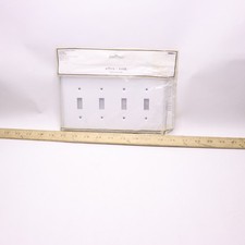 Allen Roth Simple Square Standard Indoor Toggle Wall Plate White Steel 4-Gang