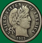 1913 Barber Dime Very Fine VF Coin #38844