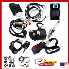 ATV Wiring Harness Kit CDI Solenoid Relay Coil Spark Plug 50cc-125cc