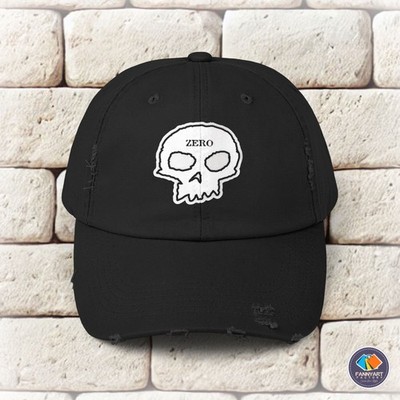 Zero Skateboard Skull Logo Unisex Distressed Cap