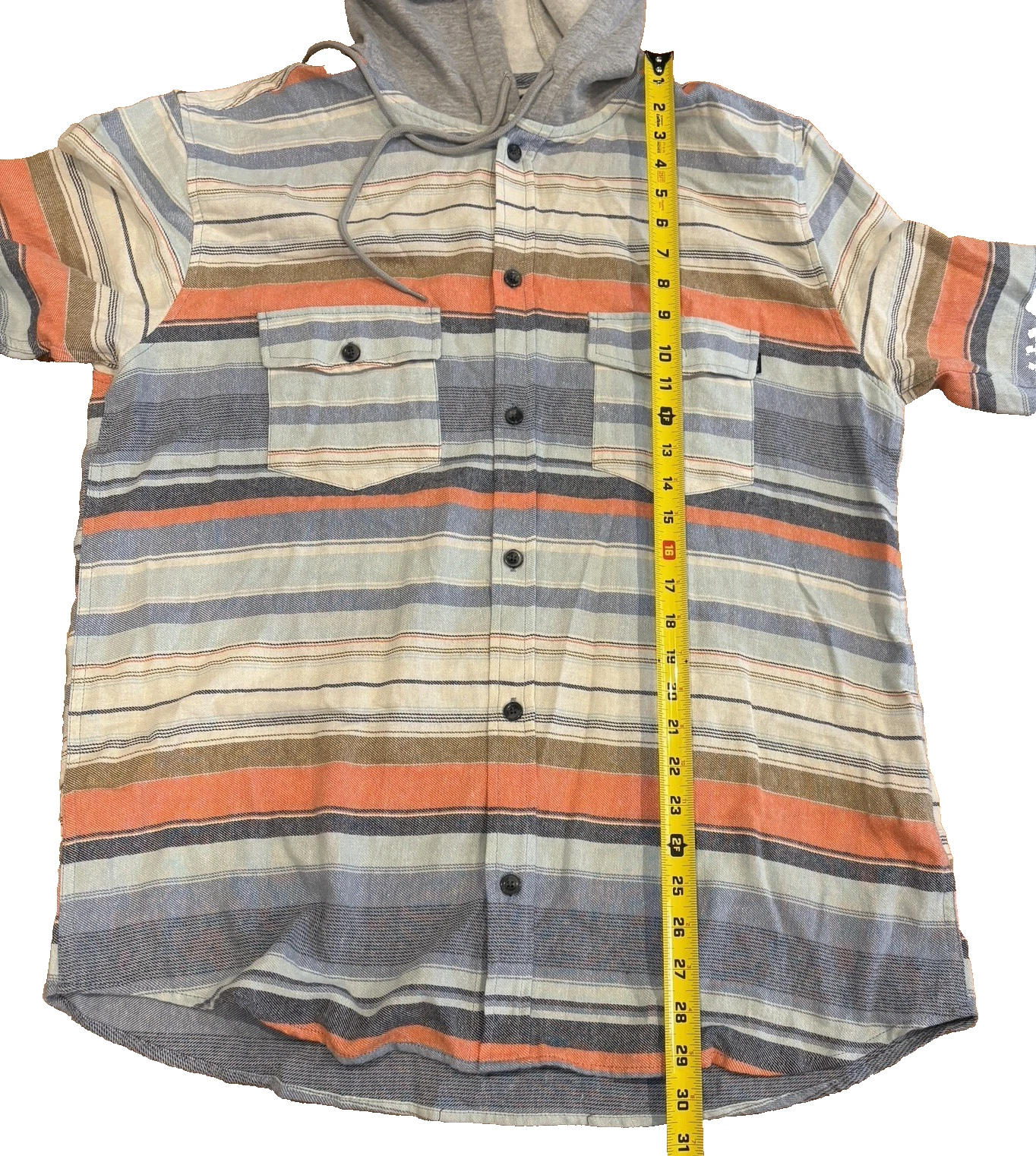 Valor Collective Flannel Shirt Men's Large Multicolor Striped Pockets Hooded New - product detail image 5