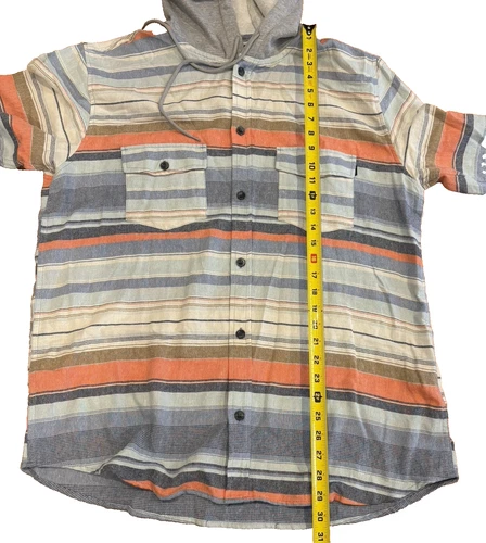 Valor Collective Flannel Shirt Men's Large Multicolor Striped Pockets Hooded New image 5
