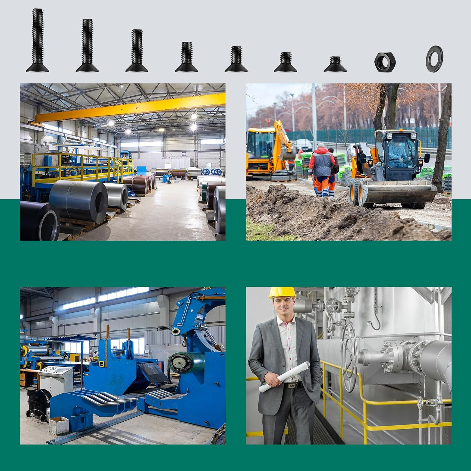 330 Pcs M5 Screws and Nuts Set, M5 Countersunk Bolts and Nuts Assortment, Black