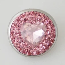 Snap Jewelry Heart Rhinestone Pink Love fits 18-20mm Ginger Charms Accessories