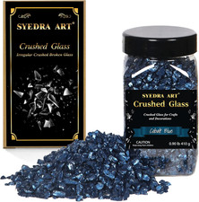 Syedra Crushed Glass for Crafts, Glitter Crushed High Luster Chips, Broken Glass