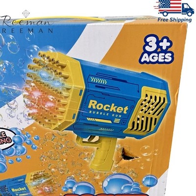 Bubble Gun Rocket 69 Holes Soap Bubbles Machine Gun with LED lights for kids